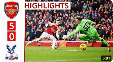 Arsenal sweeps Crystal Palace by five in Premier League Highlights