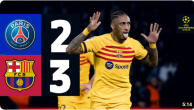 Barcelona beats Paris Saint-Germain 2-3 Champions League